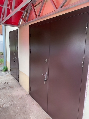 Коричневая двупольная дверь