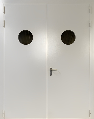 Двупольная противопожарная дверь с круглым остеклением ei-60 Двупольная противопожарная дверь с круглым остеклением ei-60
