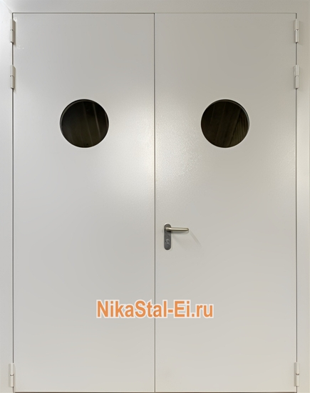 Двупольная противопожарная дверь с круглым остеклением ei-60 Двупольная противопожарная дверь с круглым остеклением ei-60