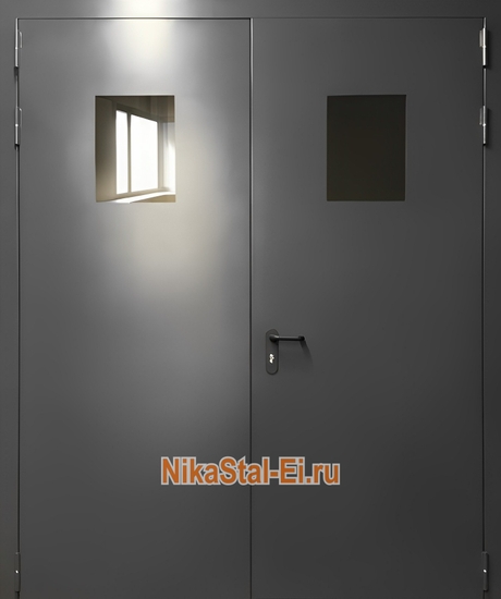 Двупольная противопожарная дверь ДСВ с остеклением ei-60 Двупольная противопожарная дверь ДСВ с остеклением ei-60