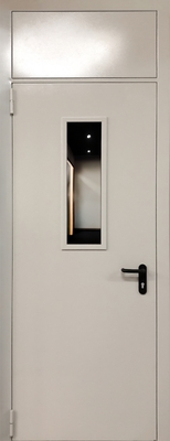 Однопольная противопожарная дверь с остеклением ei-60 и глухой фрамугой