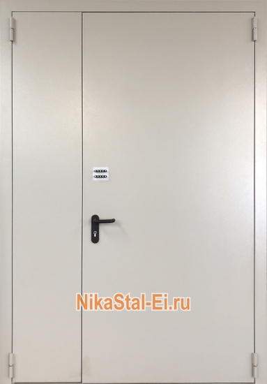 Полуторная глухая противопожарная наружная дверь ДСН ei-60 с кодовым замком