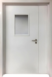 Полуторная противопожарная дверь ДПМ с остеклением ei-60 и двухсекционными петлями