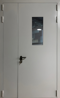 Полуторная оцинкованная противопожарная дверь с остеклением ei-60 Полуторная оцинкованная противопожарная дверь с остеклением ei-60